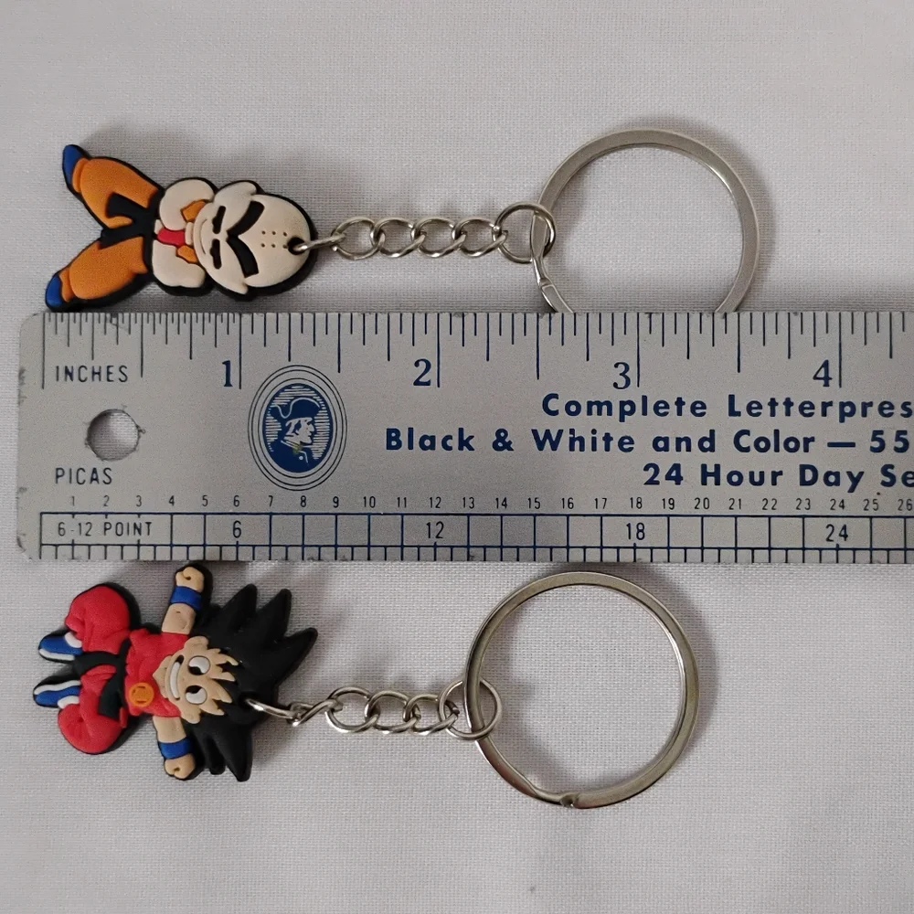 2 Dragon Ball Z Goku & Krillin DBZ Anime Rubber Keychain Zipper Pulls Bag Charms